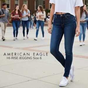 American Eagle Hi-Rise Jegging Jeans Size 6 Dark Wash Stretch Skinny Denim